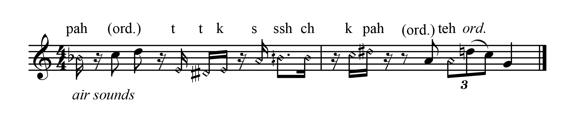 Notation of articulated air sounds